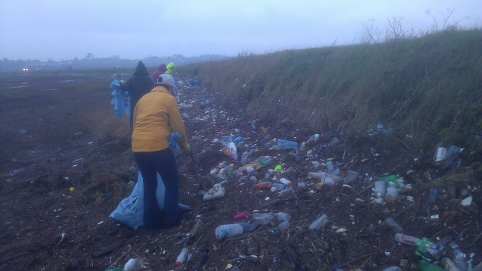 Plastic litter on beach in Dublin